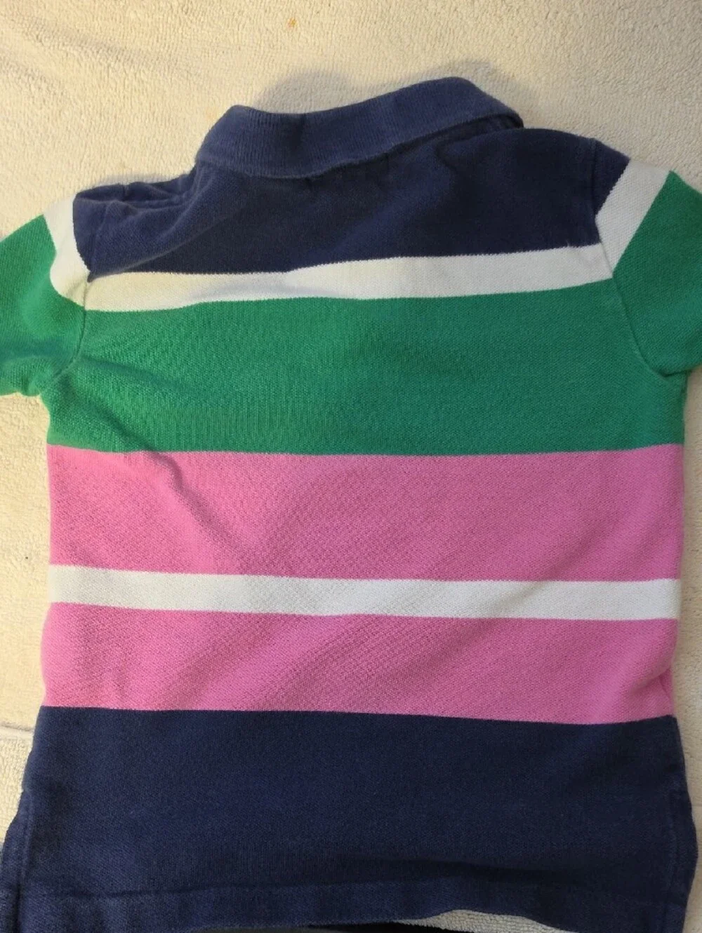 Polo by Ralph Lauren Kids Bold Striped Polo — Pink, Green & Navy